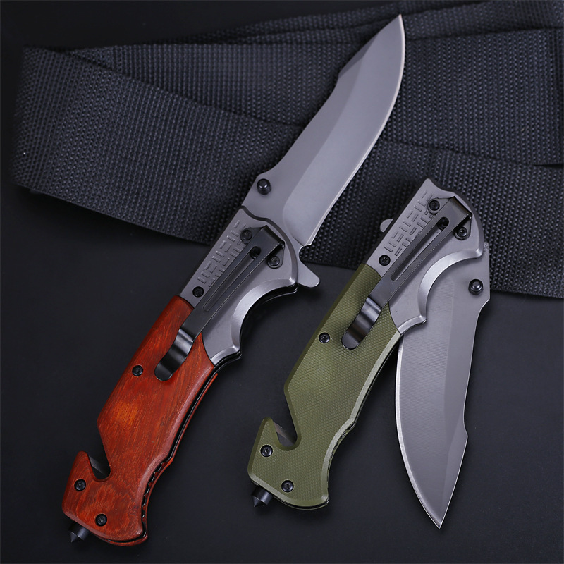 Green G10 Outdoor Multifunctional Folding Knife High Hardness Folding Knife Self Defense Wilderness Survival Knife