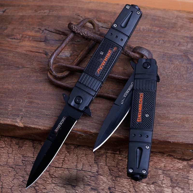 Rubber Plastic Handle Outdoor Knife Self Defense Folding Knife High Hardness Camping Mini Wilderness Survival Knife