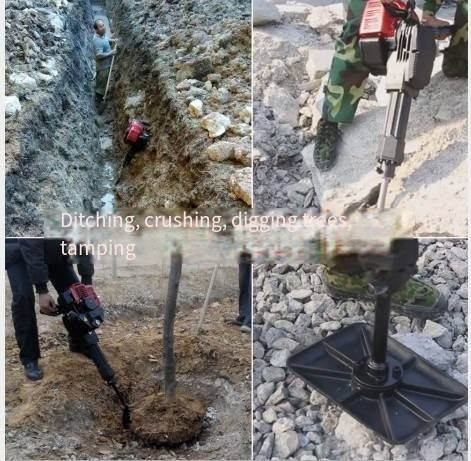 Handheld Multi-Function 8 head Gasoline Drill Hole Digger Planting Digging Machine Tree Mover Machine Gas Powered Hammer Shovels