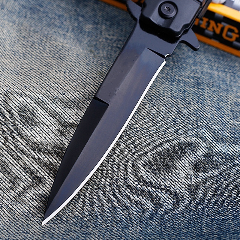 Rubber Plastic Handle Outdoor Knife Self Defense Folding Knife High Hardness Camping Mini Wilderness Survival Knife