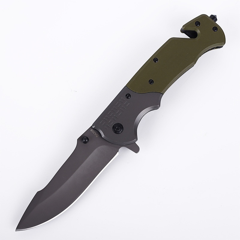 Green G10 Outdoor Multifunctional Folding Knife High Hardness Folding Knife Self Defense Wilderness Survival Knife