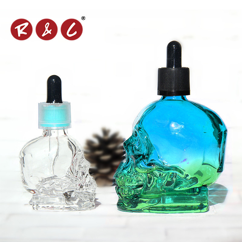 50 ML 2 Oz Hair Oil Dropper Bottles Mini Perfume Skull Glass 60ml Glass Bottle with Dropper Pipette