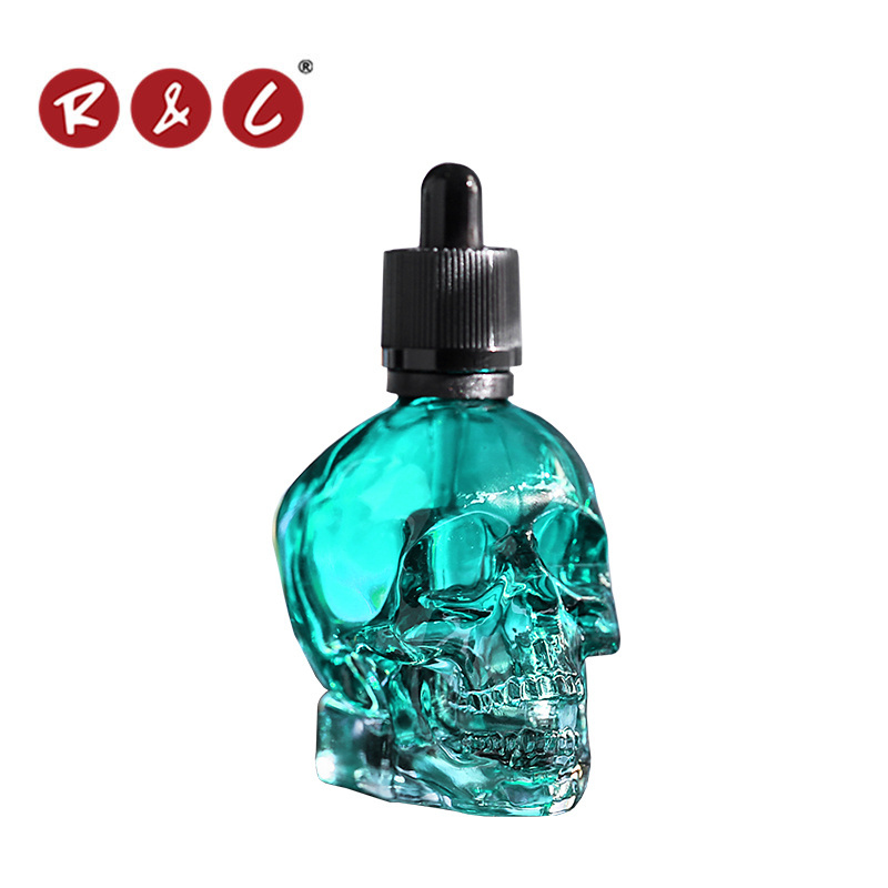 50 ML 2 Oz Hair Oil Dropper Bottles Mini Perfume Skull Glass 60ml Glass Bottle with Dropper Pipette