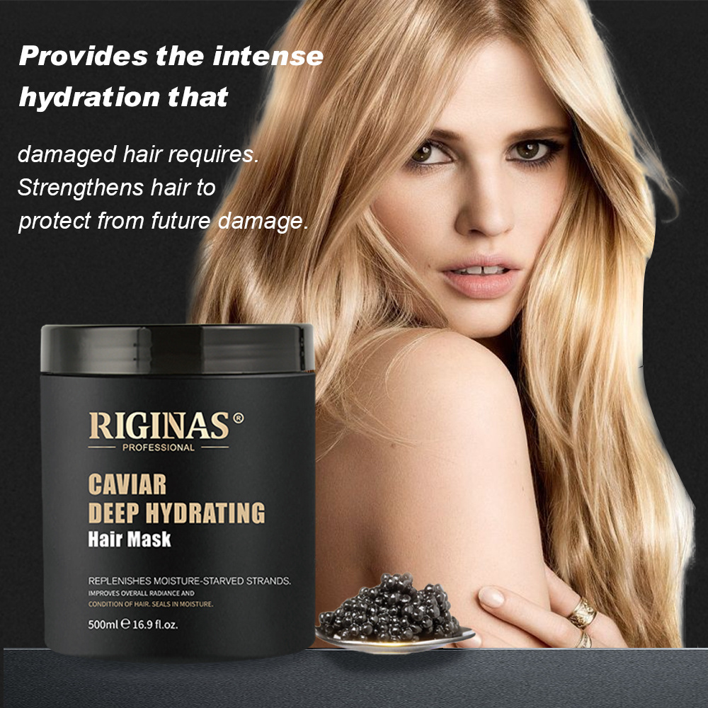 Riginas Private Label Anti-Dandruff Nourishing Gold Caviar Shampoo Bio Caviar Hair Shampoo Mask Sulfate Free Set