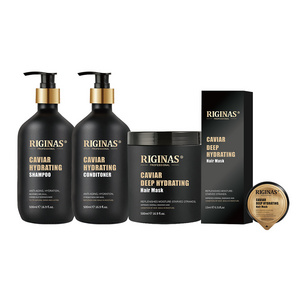 Riginas Private Label Anti-Dandruff Nourishing Gold Caviar Shampoo Bio Caviar Hair Shampoo Mask Sulfate Free Set