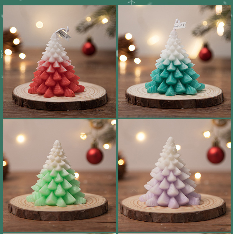 Wholesale Christmas Gift Home Decoration Desktop Crafts Pine Shaped Candles Christmas Tree Scented Candle