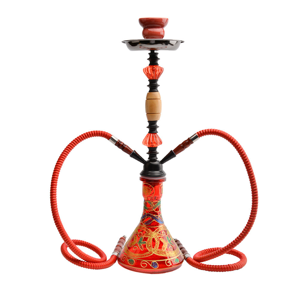 Double Tube Hookah Shisha Wholesale Medium Size Water Pipes Smoking Herb Glass Oil Burner Glass Pipe Free Type Huka Glass Bass