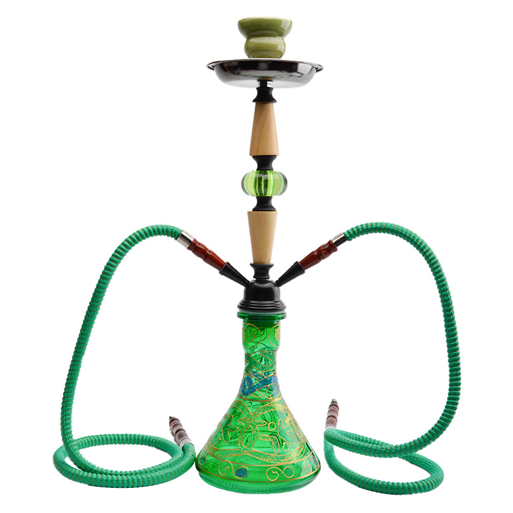 Double Tube Hookah Shisha Wholesale Medium Size Water Pipes Smoking Herb Glass Oil Burner Glass Pipe Free Type Huka Glass Bass