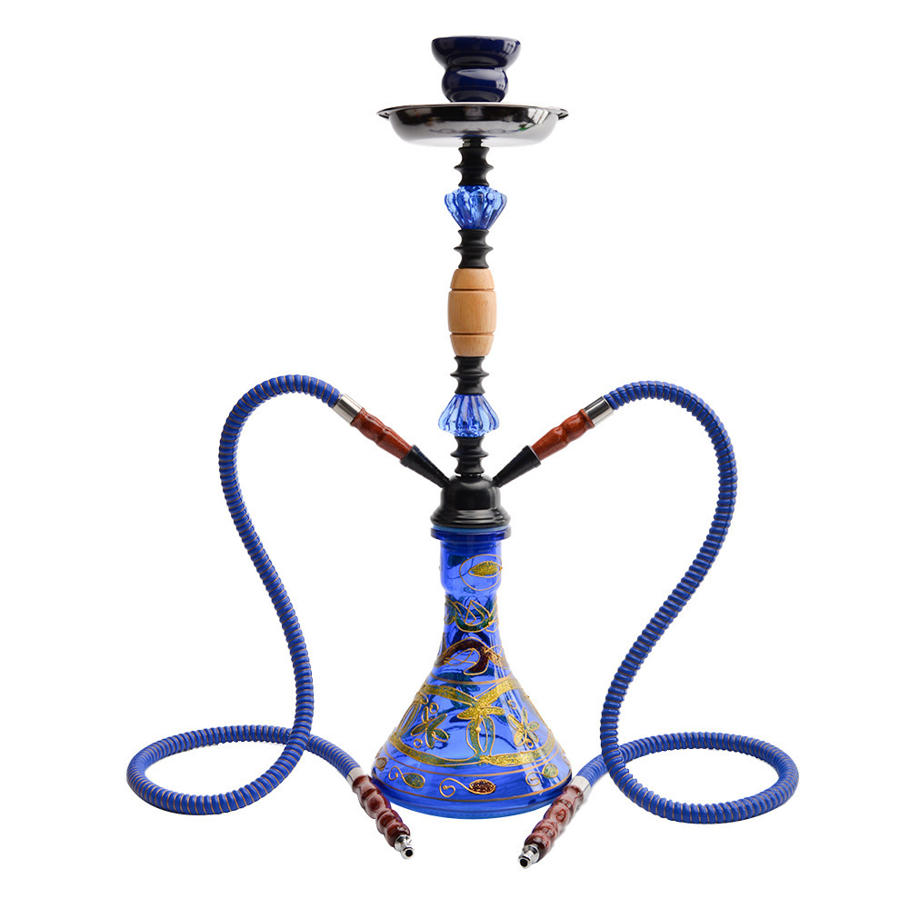 Double Tube Hookah Shisha Wholesale Medium Size Water Pipes Smoking Herb Glass Oil Burner Glass Pipe Free Type Huka Glass Bass