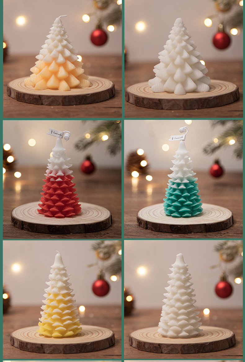 Wholesale Christmas Gift Home Decoration Desktop Crafts Pine Shaped Candles Christmas Tree Scented Candle