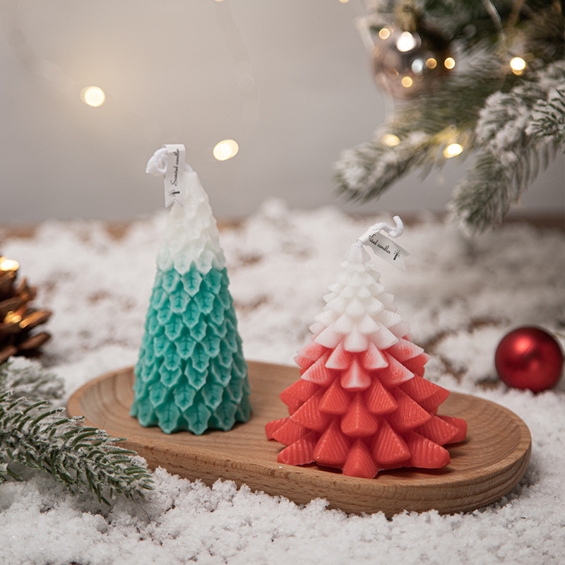 Wholesale Christmas Gift Home Decoration Desktop Crafts Pine Shaped Candles Christmas Tree Scented Candle