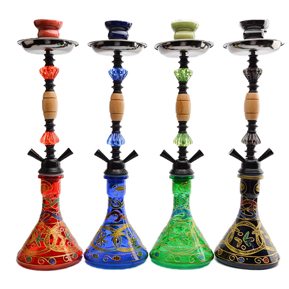 Double Tube Hookah Shisha Wholesale Medium Size Water Pipes Smoking Herb Glass Oil Burner Glass Pipe Free Type Huka Glass Bass