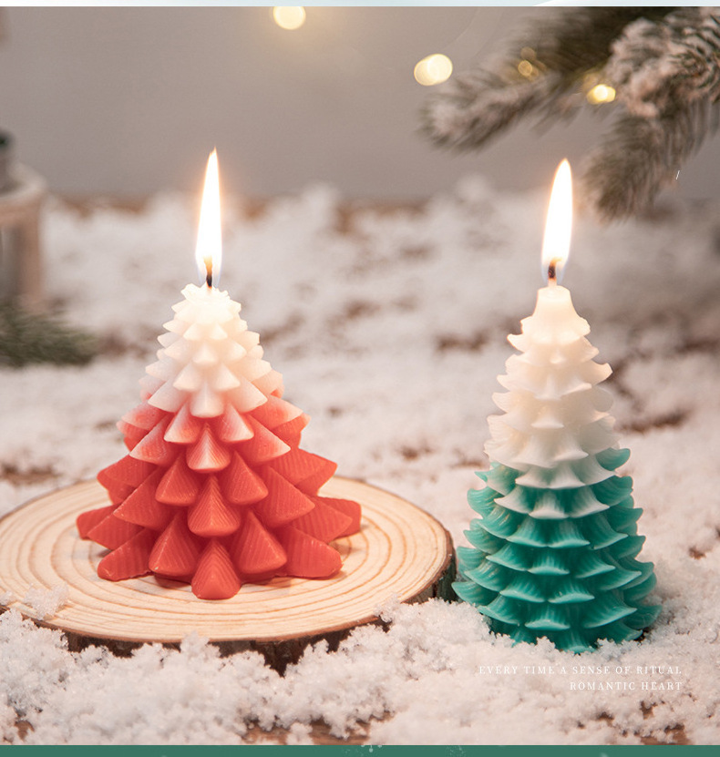 Wholesale Christmas Gift Home Decoration Desktop Crafts Pine Shaped Candles Christmas Tree Scented Candle