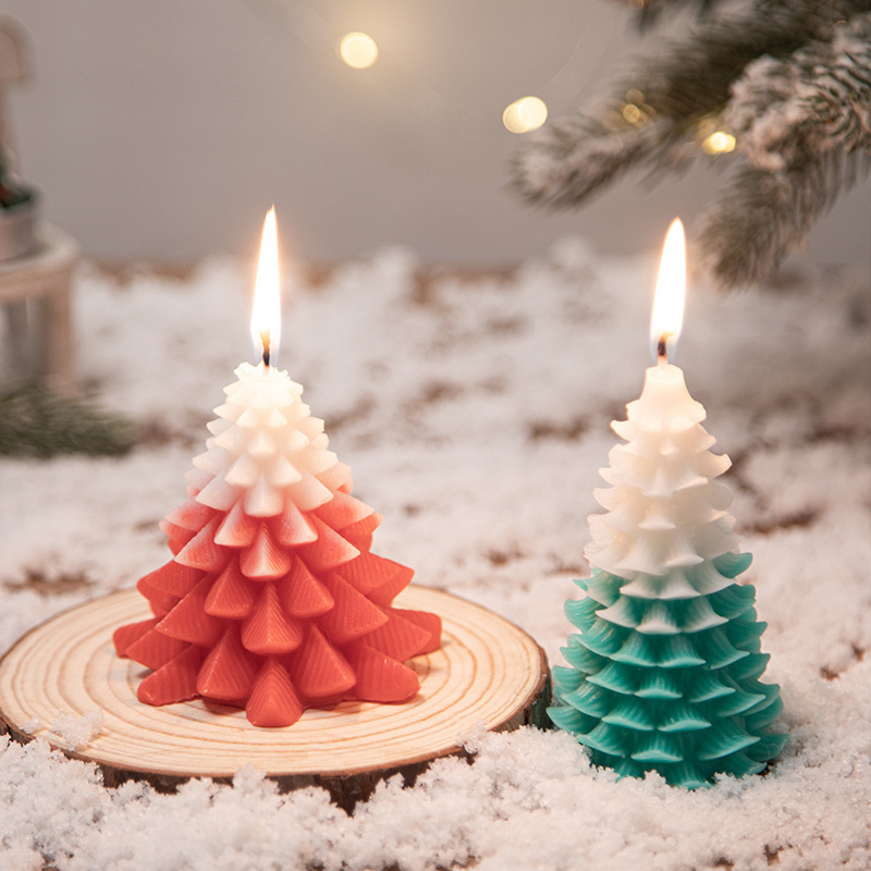 Wholesale Christmas Gift Home Decoration Desktop Crafts Pine Shaped Candles Christmas Tree Scented Candle