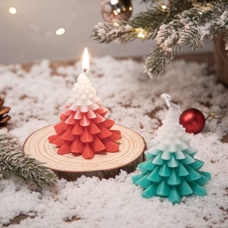 Wholesale Christmas Gift Home Decoration Desktop Crafts Pine Shaped Candles Christmas Tree Scented Candle