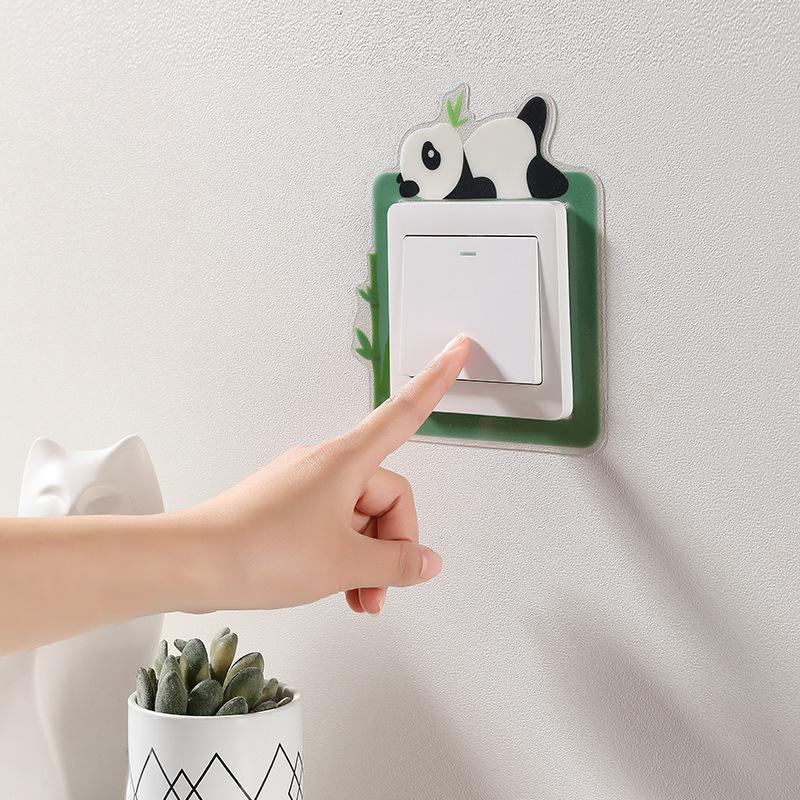 Hot Selling Home decor self adhesive kids room cartoon panda light switch sticker