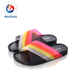 profession custom factory bulk open toe women flat clear pvc jelly transparent slides slipper sandals