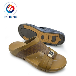 new arrival cheap wholesale leather pu slipper pakistan dubai arabic sandals men