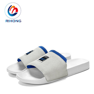 new arrival designer fashion chappal unisex white plain logo custom pu slide sandal