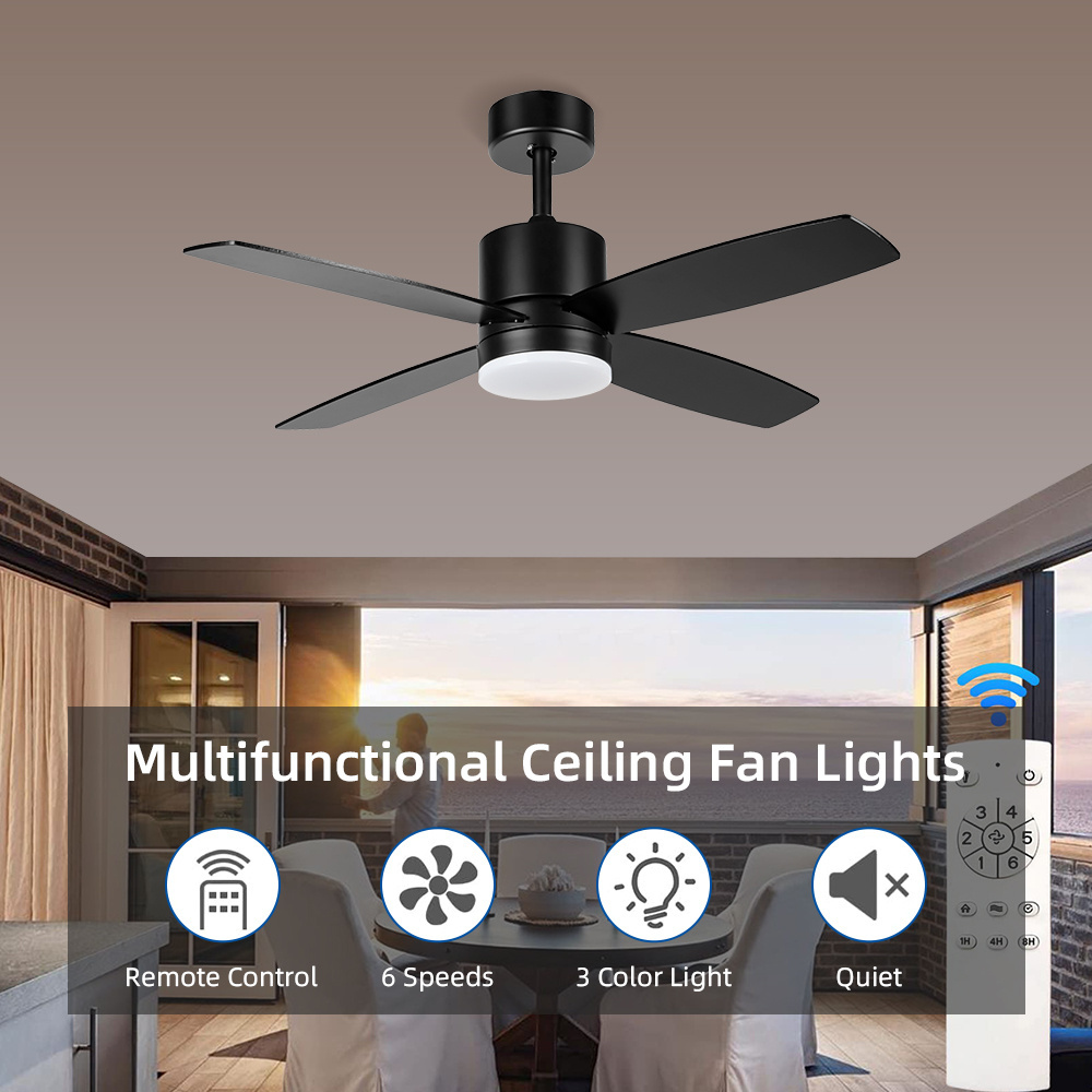 4 Blades LED 18w remote silent cool wind household living room dining room universal smart power saving ceiling fan light kits