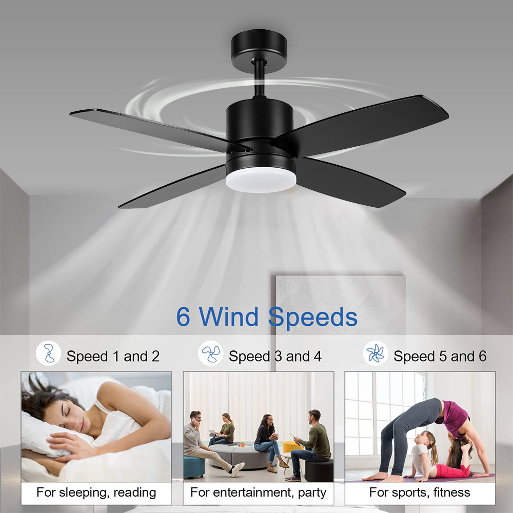 4 Blades LED 18w remote silent cool wind household living room dining room universal smart power saving ceiling fan light kits