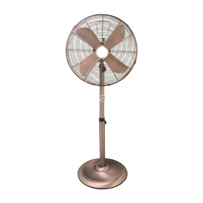 Cheapest price 3 speeds 220v silver electric high speed retro home industrial metal blade standing16inch pedestal fan