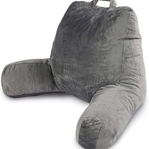 100% PolyesterSuper Soft Dark Gray Memory foam filled Reading Pillow for Back and Legs