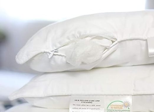 luxury hypoallergenic hair and skin therapy while you sleep standard size silk filled pillow