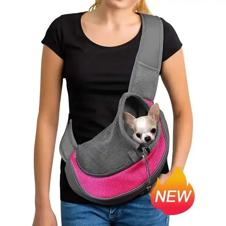 Outdoor Traveling Hands-Free Safety Dog Sling Breathable Pet Bag Carrier Sling for Small Dogs Puppy kitten Cats