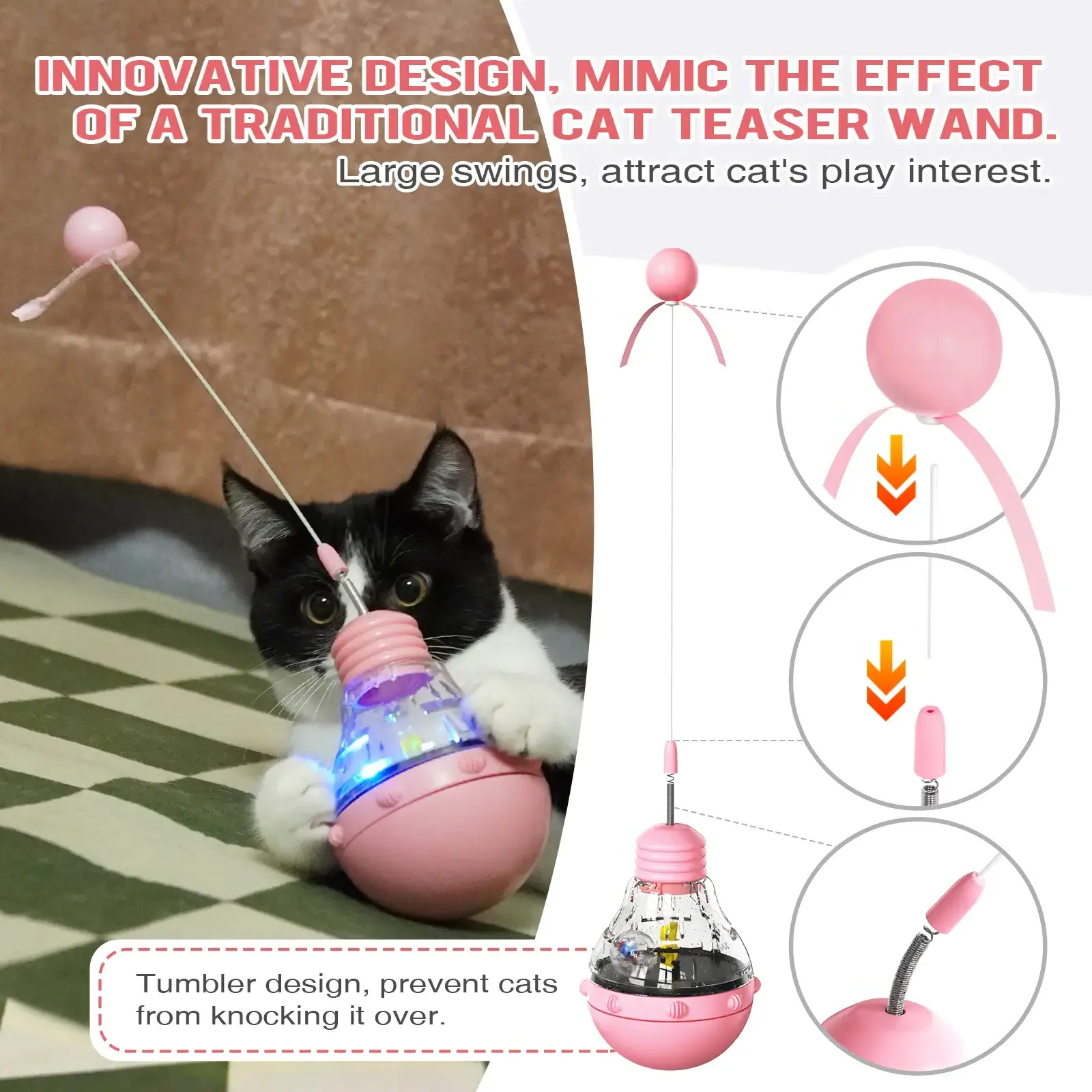 Amaz Best Seller Healthy And Interactive Pet Cat Teasing Tumbler Toy With Food Leaking Dispenser