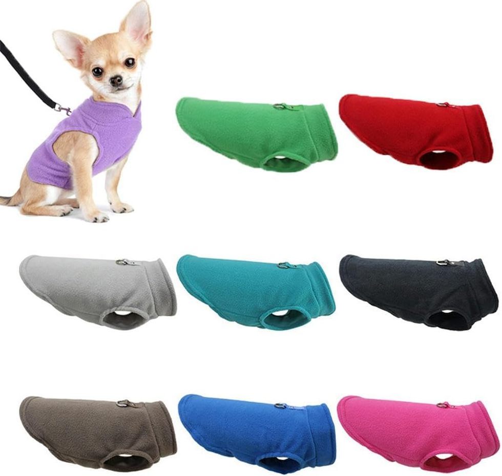 Soft Fleece Pet Clothes for Small Dogs Cat Winter Warm Dog Jacket Puppy Cat Vest with D-Ring Coat