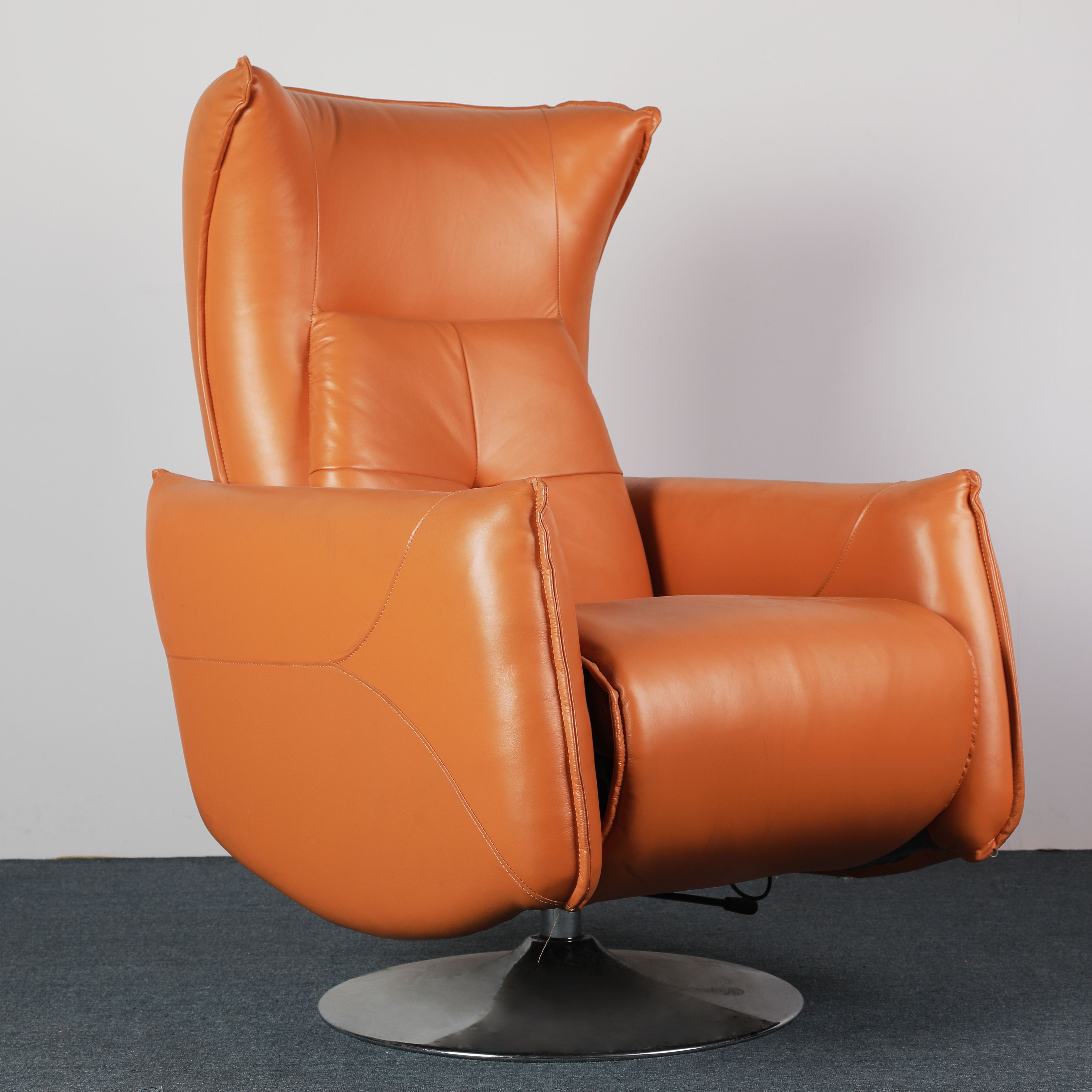 Hot sale single sofa chair reclinable modern living room orange leather electric recliner sofa chair