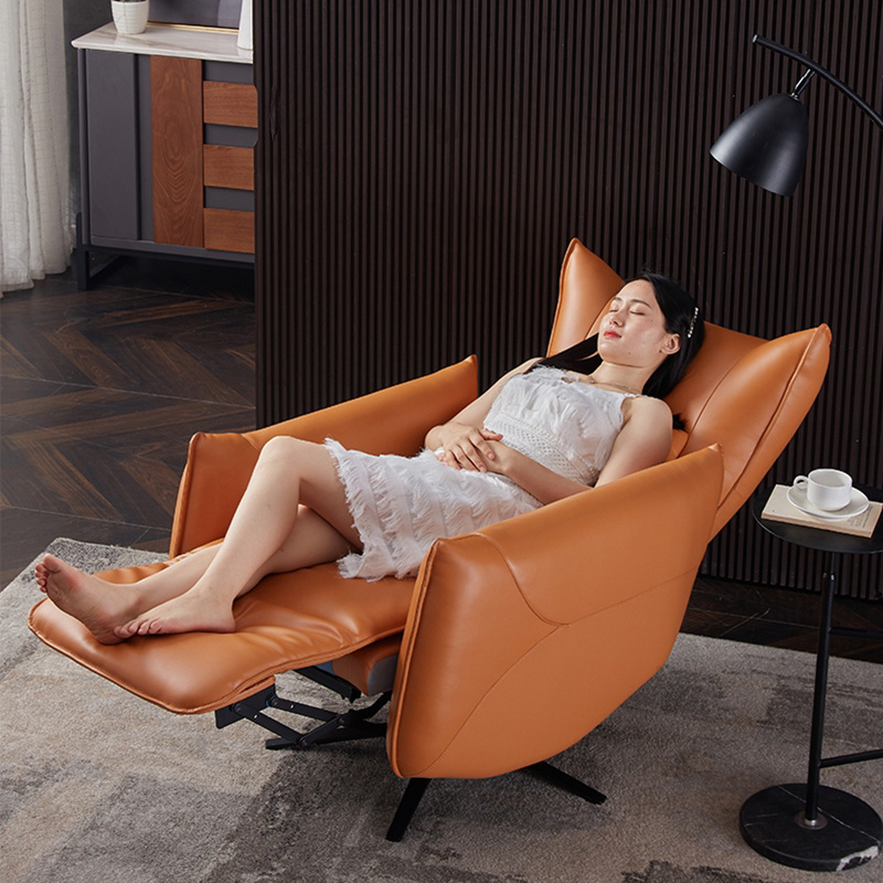 Hot sale single sofa chair reclinable modern living room orange leather electric recliner sofa chair