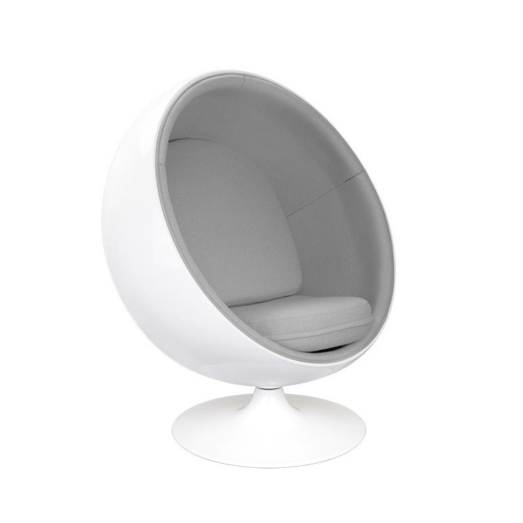 Foshan furniture manufacturer lounge egg chair fiberglass upholstered round ball pod chair