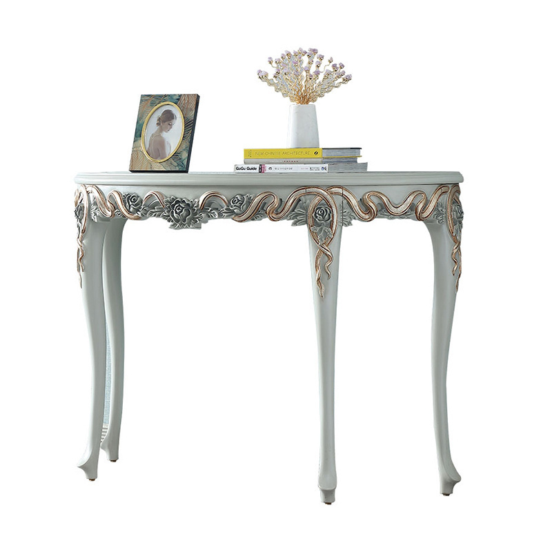 Italian luxury solid wood console table with mirror hand carved design furniture console table