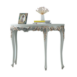 Italian luxury solid wood console table with mirror hand carved design furniture console table