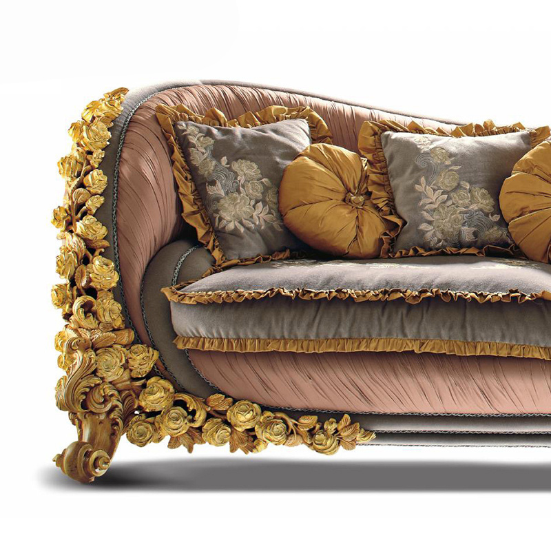 baroque furniture home luxury wood golden rose carving sofa and couch for living room furniture