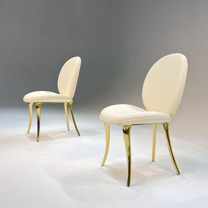 Minimalist style dining room furniture designer  round back restaurant nordic modern luxury dining chairs leather