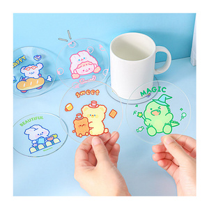 Cartoon Transparent Acrylic Coaster Water Cup Clear Drink Acrylicr Non Slip Place Mat Natural Coasters for drink