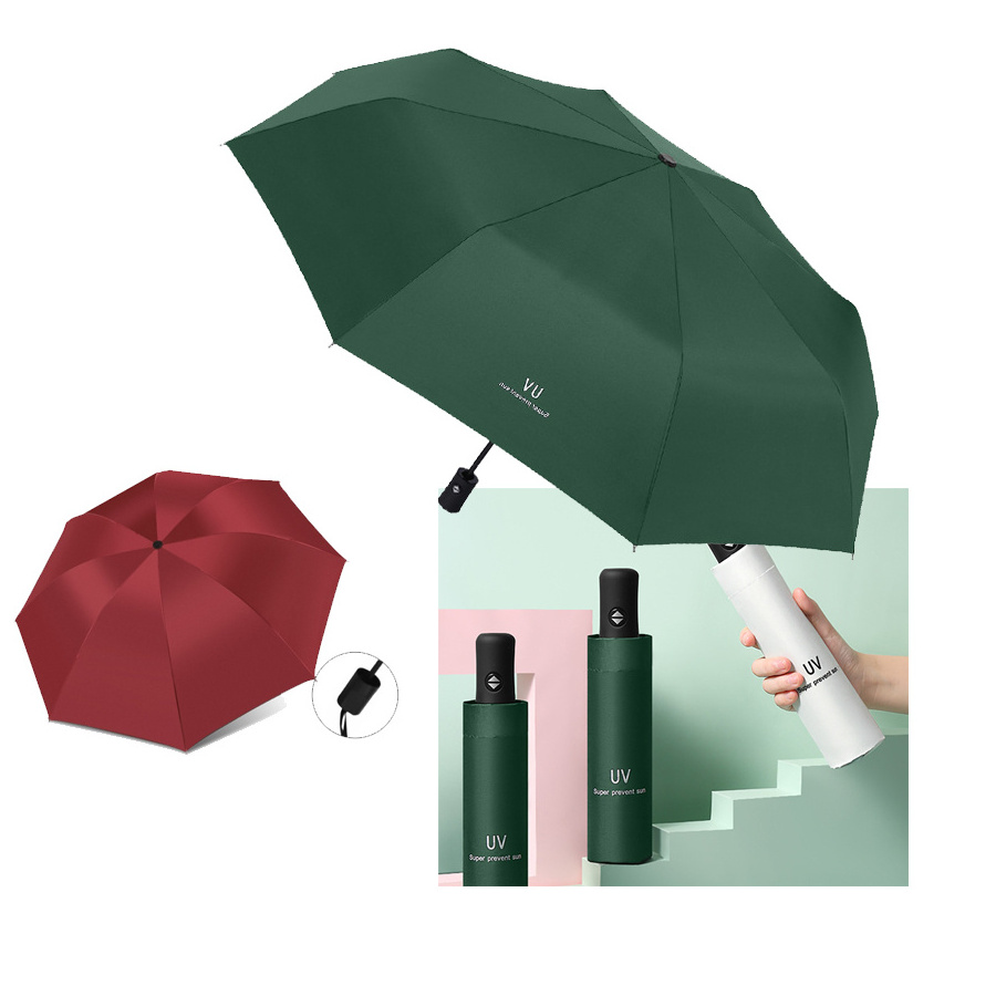 Customized Automatic Fold foldable Umbrella With Logo Sunny UV Rain Folding UV Protection Plastic Cover For The Rain Waterproof