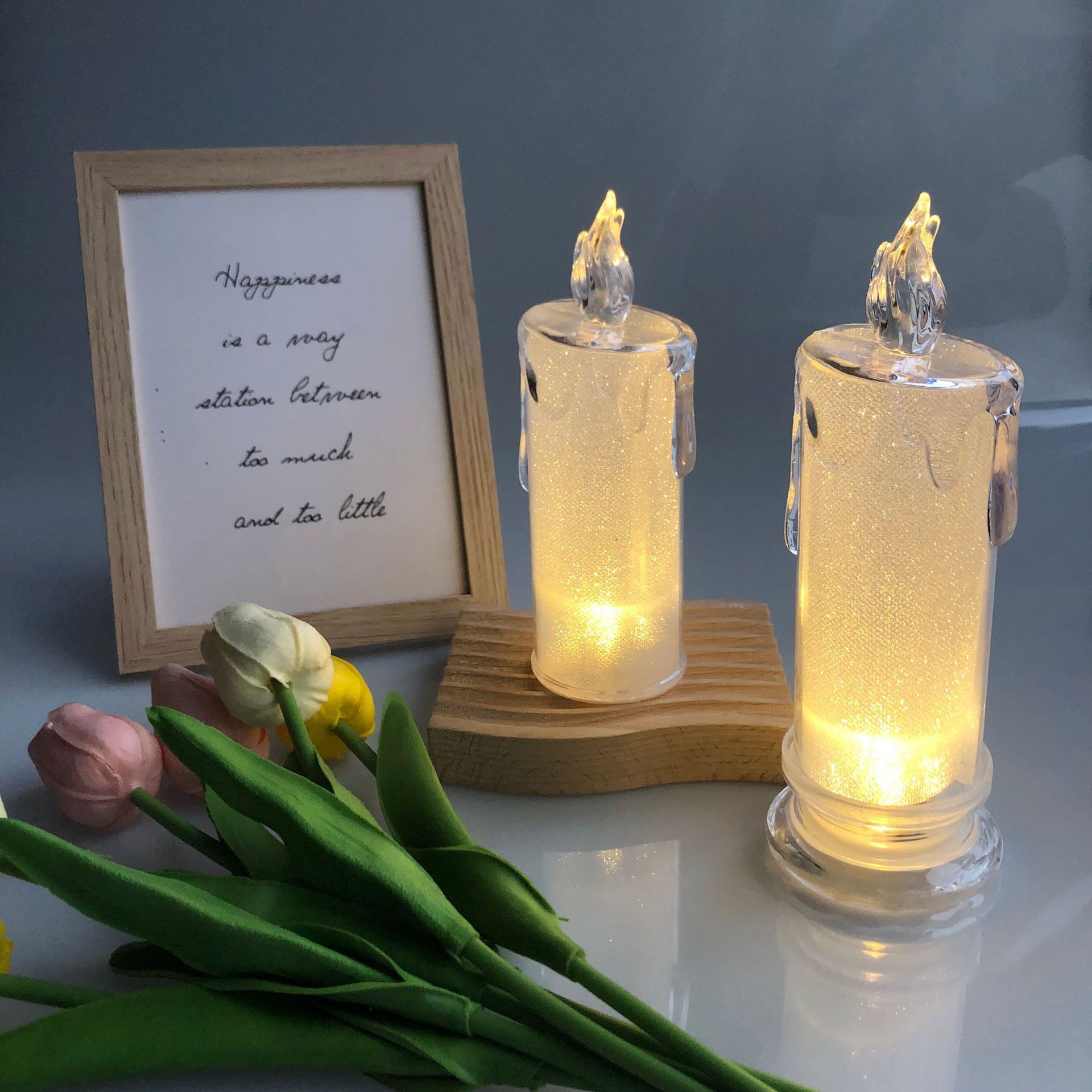 Transparent Acrylic Led Tear Drop Flameless Candle Bedside Restaurant Luxury Christmas Decoration Night Light