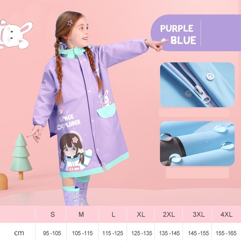 Children's Cute Poncho Girls Long Child Rain Coat Jacket Waterproof toddler Raincoat rainwear for Kids students