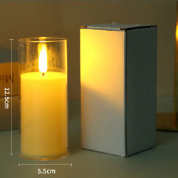 Beige Battery Operated Electric Flameless usb rechargeable Led Candle With Remote control moving 3D Real flame set For Home