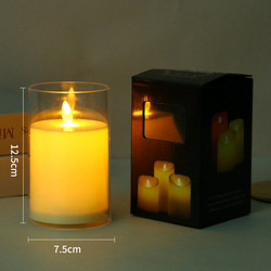 Beige Battery Operated Electric Flameless usb rechargeable Led Candle With Remote control moving 3D Real flame set For Home