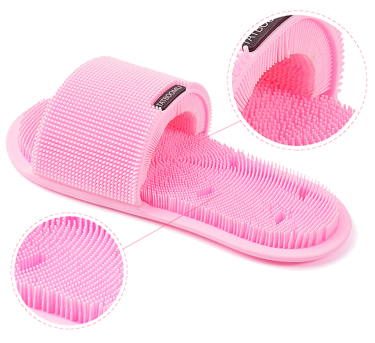 Silicone Bristles Bathroom Slipper Shower Floor Foot Scrubber massage pad callus remover Non-Slip Suction Cups