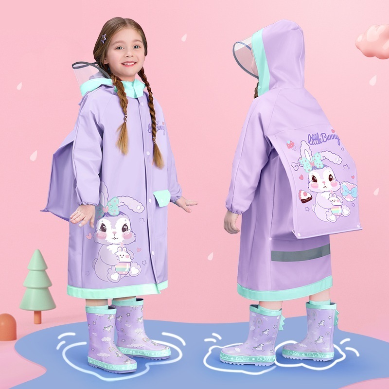 Children's Cute Poncho Girls Long Child Rain Coat Jacket Waterproof toddler Raincoat rainwear for Kids students