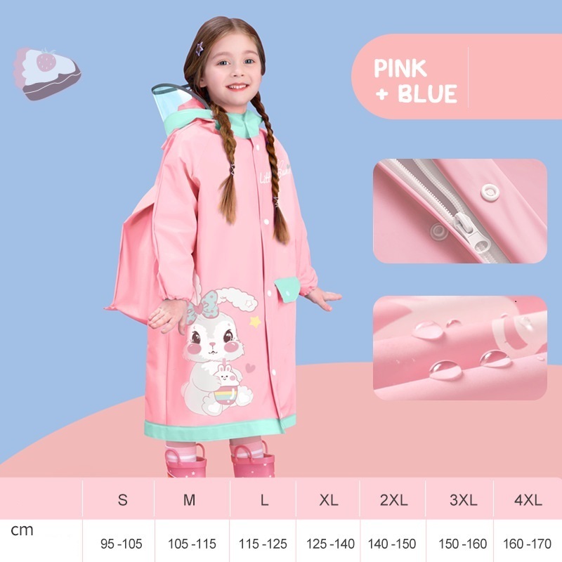 Children's Cute Poncho Girls Long Child Rain Coat Jacket Waterproof toddler Raincoat rainwear for Kids students