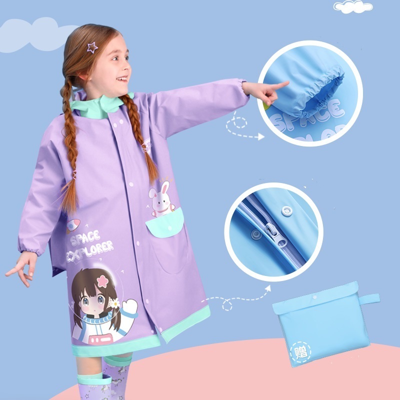 Children's Cute Poncho Girls Long Child Rain Coat Jacket Waterproof toddler Raincoat rainwear for Kids students