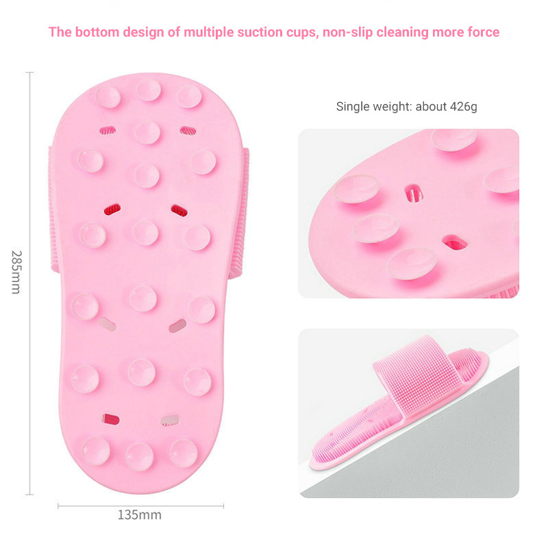 Silicone Bristles Bathroom Slipper Shower Floor Foot Scrubber massage pad callus remover Non-Slip Suction Cups