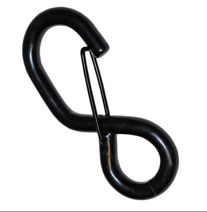 black plastic Coated S-Hook with Latch/Safety Clip Hooks